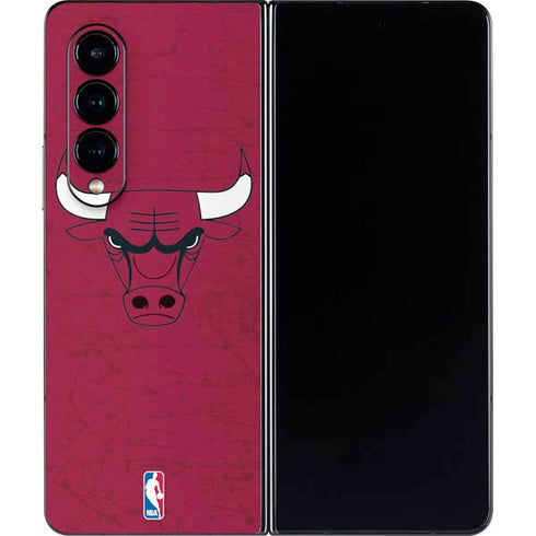 NBA Chicago Bulls Red Distressed Galaxy Z Fold4 5G Skin